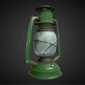 Vintage Green Candle Lamp with Metal Frame and Glass Shade Classic Design